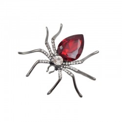 Broche araignée en cristal rouge