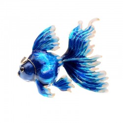 Broche poisson en émail bleu