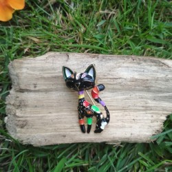 Broche chat en design sur bois