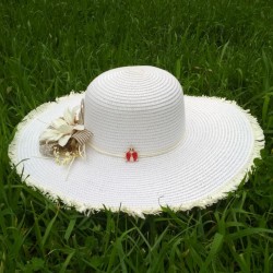 Broche coccinelle en strass et émail rouge sur chapeau